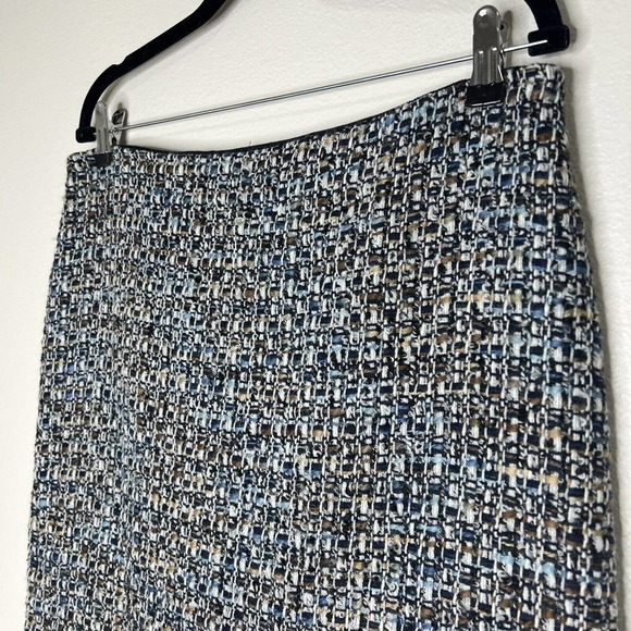 Talbots Petites Blue White Brown Tweed Wool Blend Knee Length Skirt Sz 12P - Picture 4 of 13